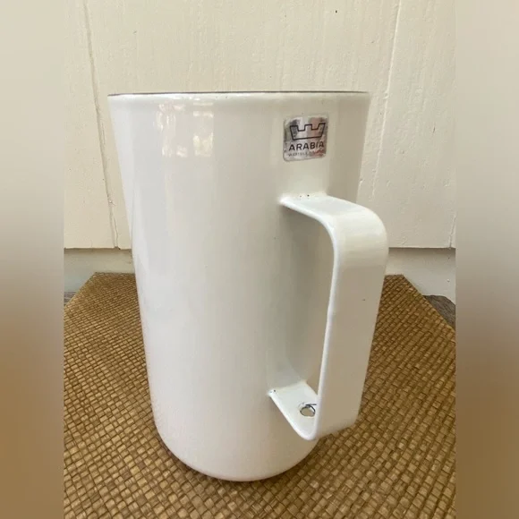 Rare 1960s Finland Kaj Franck for Arabia White Enamel Pitcher